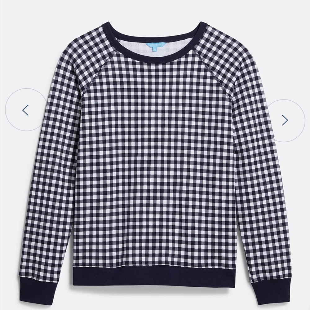 NWOT Sz XXL Draper James Natalie Navy Gingham Sweatshirt